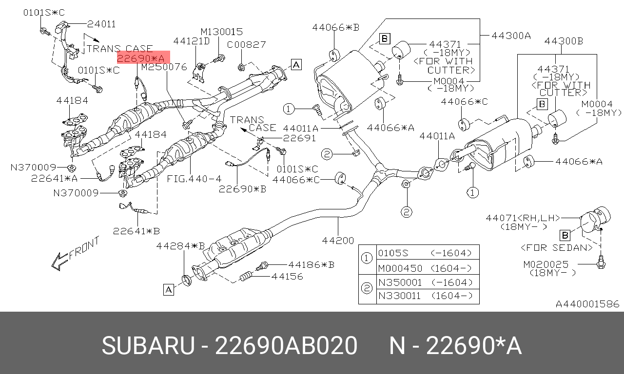 Датчик кислородный - Subaru 22690AB020