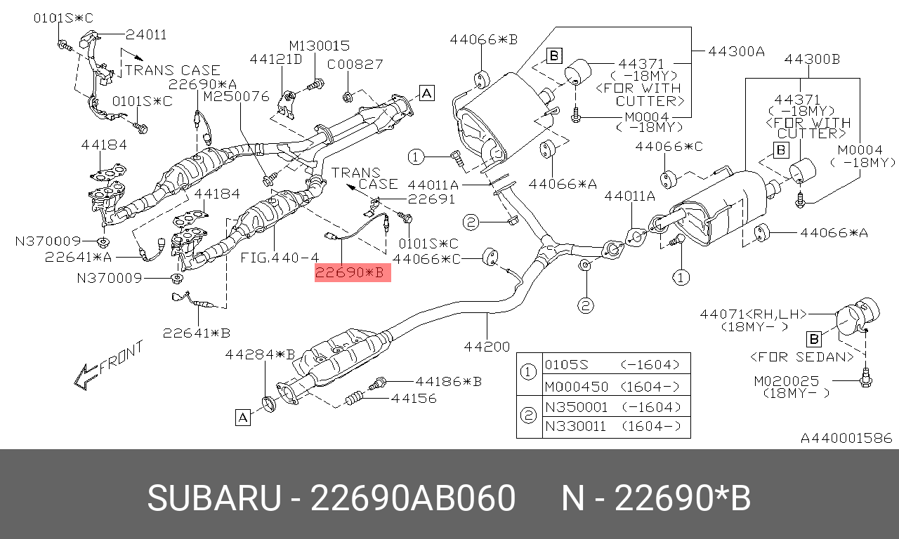 Датчик кислородный - Subaru 22690AB060