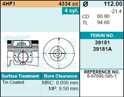 Поршни (к-т 4шт) std - Teikin 39181STD