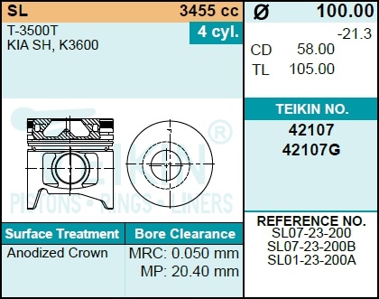 Поршень двигателя  42107  4штупак - Teikin 42107STD
