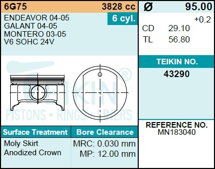 Поршни (к-т 6шт) std - Teikin 43290STD