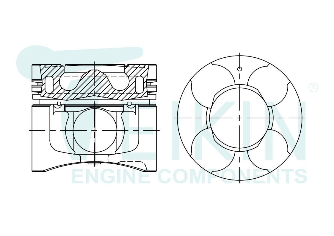 Поршень без колец mitsubishi 4d56t cdri alfin d91. - Teikin 43678AGSTD