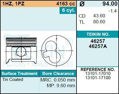 Поршень двигателя - Teikin 46257STD