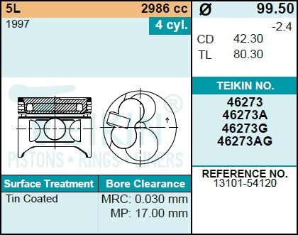 Поршни (к-т 4шт) std - Teikin 46273STD