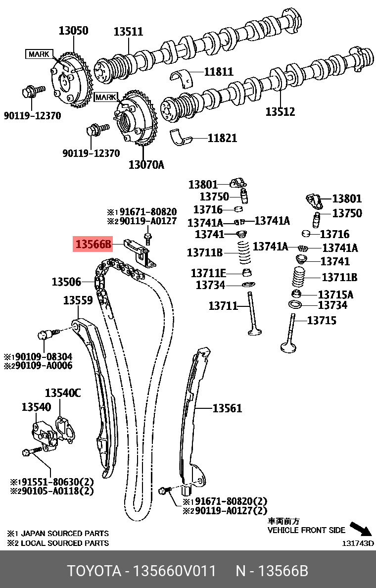 Guide timing chain - Toyota 13566-0V011