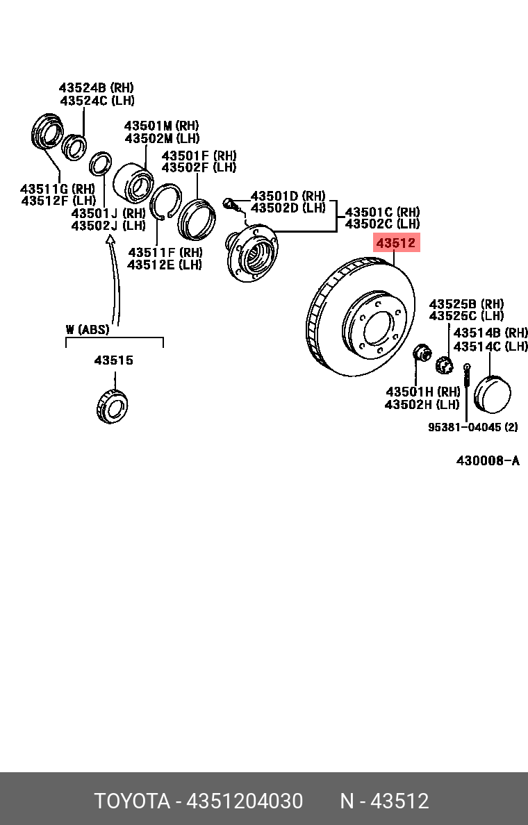 Диск тормозной передний hilux (kzn165,190,kdn,ln,r - Toyota 43512-04030