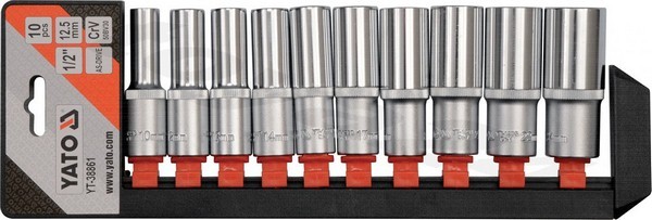 Набор головок глубоких, 1/2 inch, 10 пр 10, 12-15 - Yato YT38861