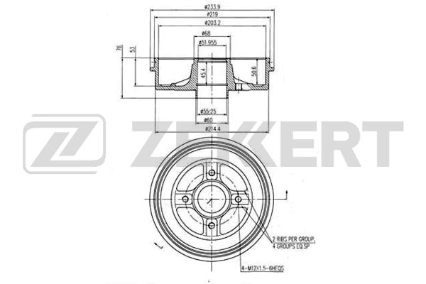 Барабан торм задн nissan kubistar x76 03- renault kangoo i 97- Zekkert BS-5110 Ниссан Рено 3508₽