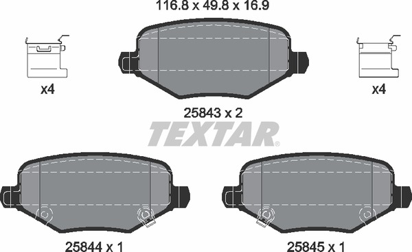 Колодки тормозные дисковые | зад | - Textar 2584301