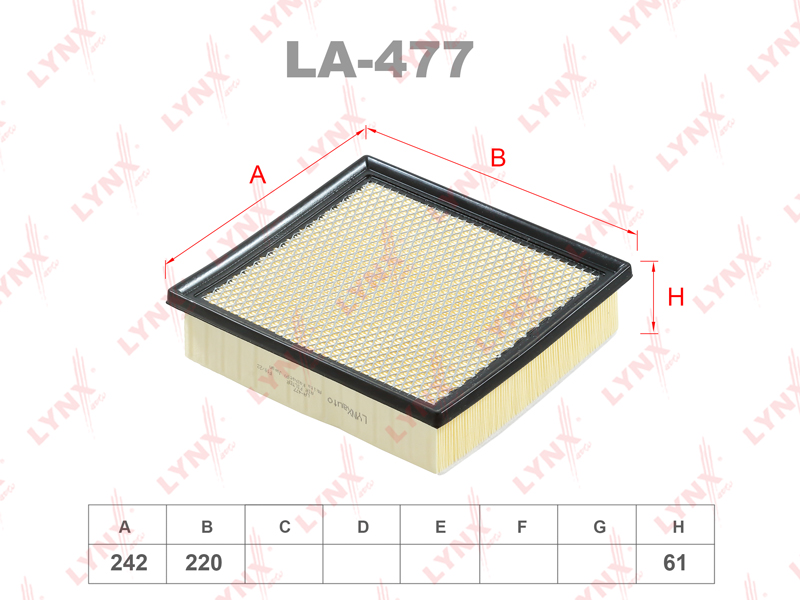 Фильтр воздушный - LYNXauto LA-477