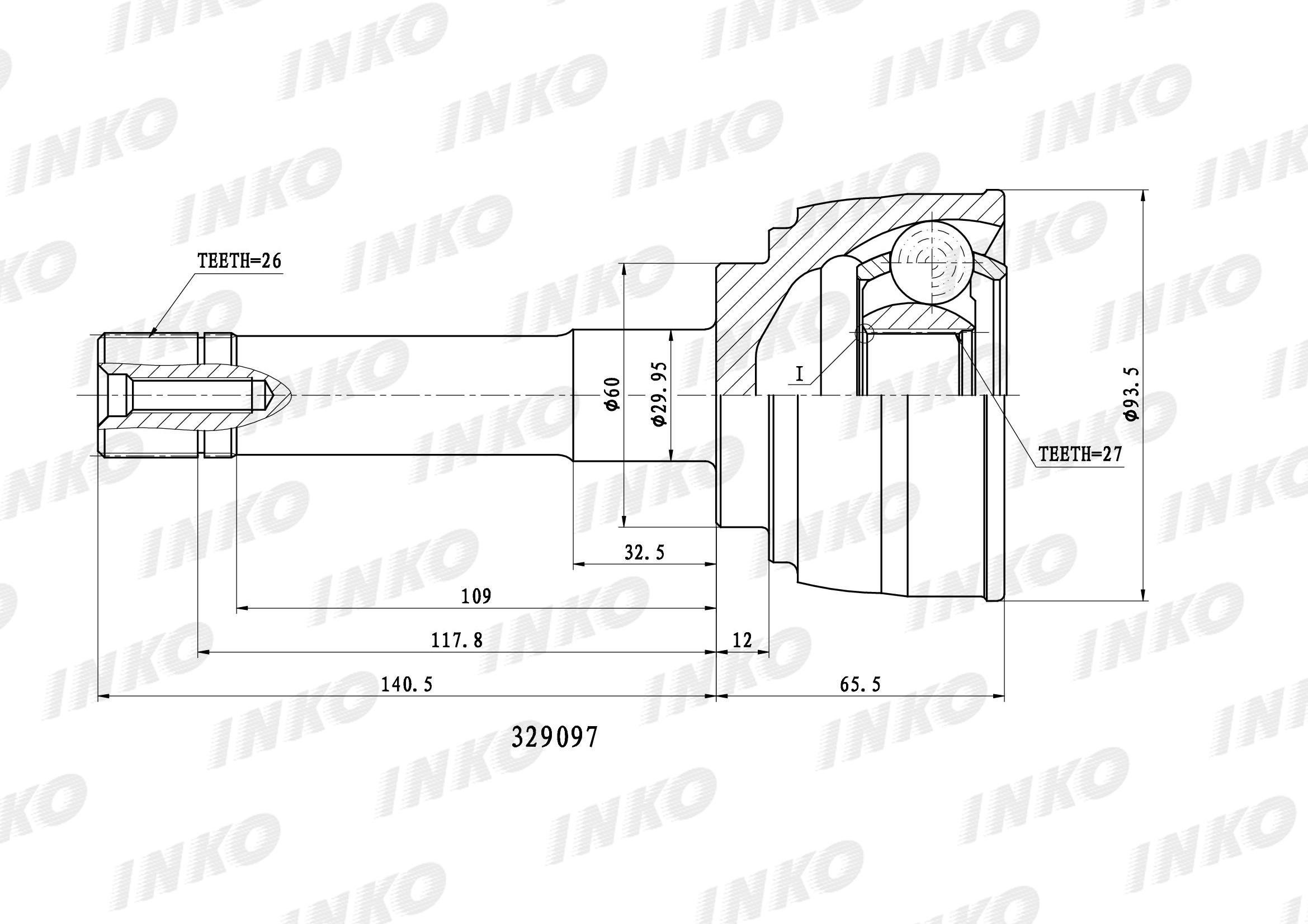 Inko 329132 шрус внешний 26/27. Haft ga0214 шрус внешний. 317013 Inko. Дайхатсу мув l175s шрус наружный 24 26.