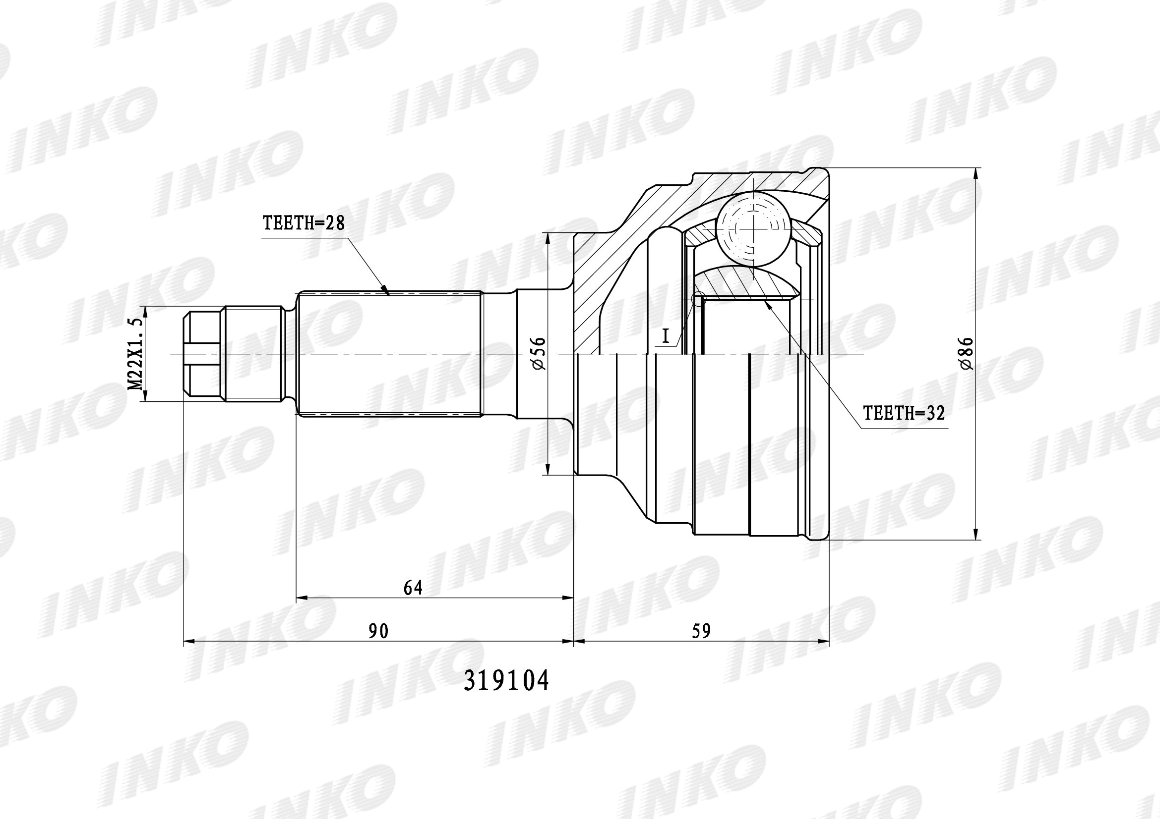 Шрус внешний 28/32 - INKO 319104