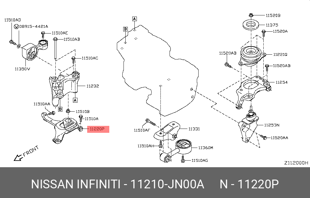 Подушка двигателя - Nissan 11210-JN00A