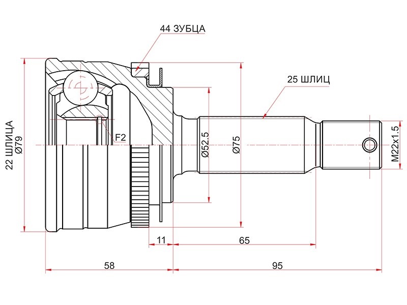 Шрус наружный hyundai accent 00-10 - SAT HY-237A44