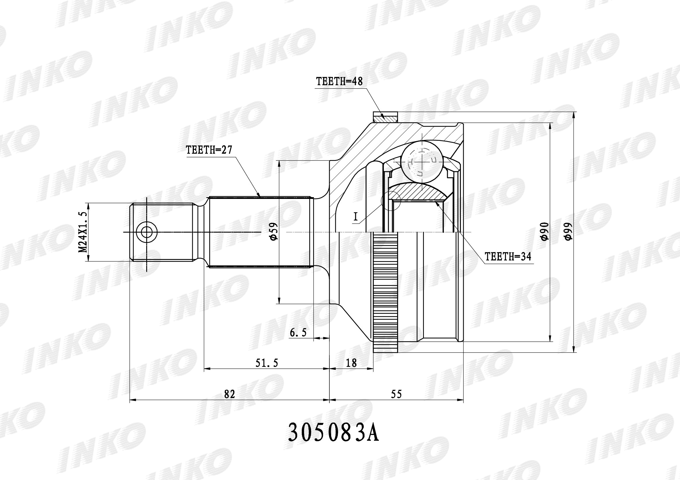 Шрус внешний 27/34 ABS 48 | перед прав/лев | - INKO 305083A