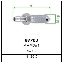 Штуцер прокачной тормозного суппорта M7x1 d=1 h=30 5 Frenkit 87703 - купить по цене от 69 руб, в интернет-магазине автозапчастей Parterra.ru