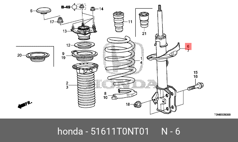 Амортизатор подвески | перед прав | - Honda 51611-T0N-T01