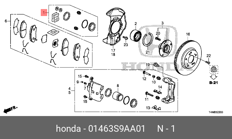 Ремкомплект суппорта - Honda 01463-S9A-A01