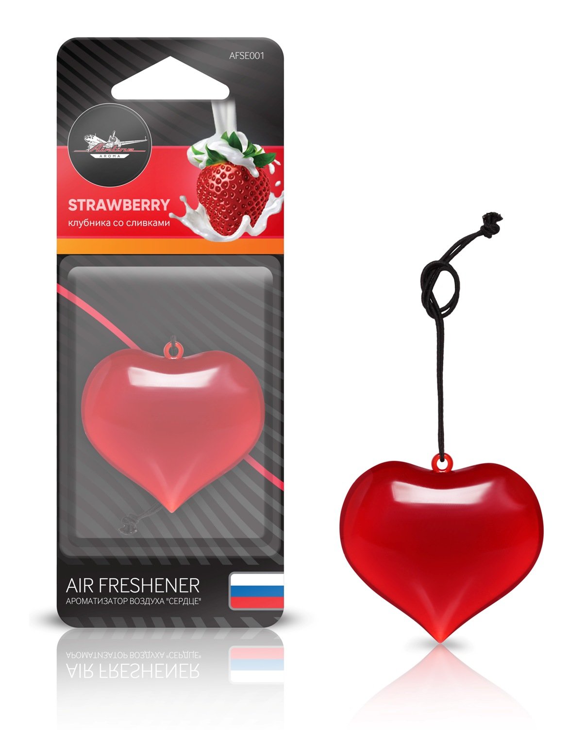Ароматизатор подвесной пластик Сердце клубника со сливками - AIRLINE AFSE001