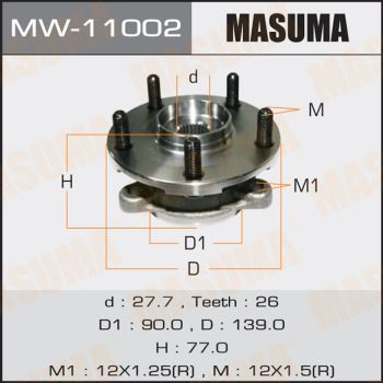 Mw-11002 Ступица в сборе masuma | перед лев | - Masuma MW-11002