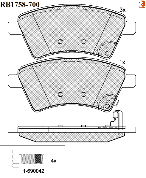 Колодки тормозные дисковые | перед | - R brake RB1758-700