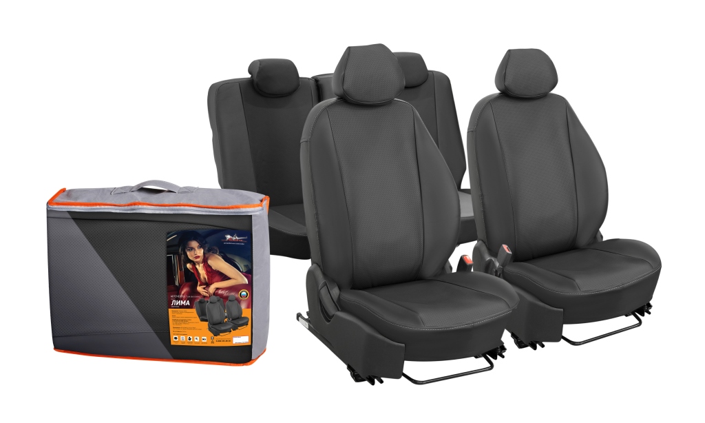 Чехлы для Renault Sandero/STEPWAY (13-) Лима, 12 пред., задн.спин. 1/3, экокожа перф., черн. - AIRLINE ACCS-L-16