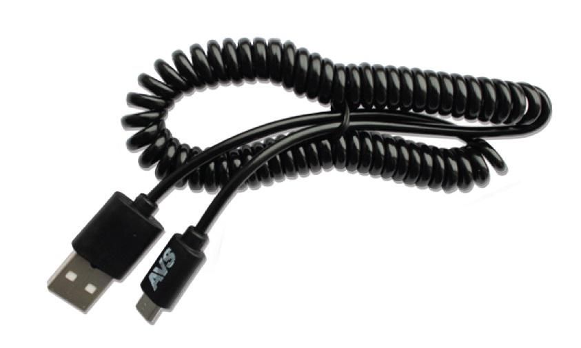Кабель A78608S(1М)USB* (AVS) Z:15 Арт:15@17004998 Шнур USB A шт - micro B шт 1.0м, черный витой - AVS A78608S