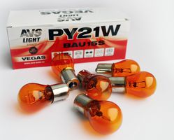 Лампа 24V py21w (bau15s) смещ, цоколь Желтая Vegas из 10шт - AVS A78323S