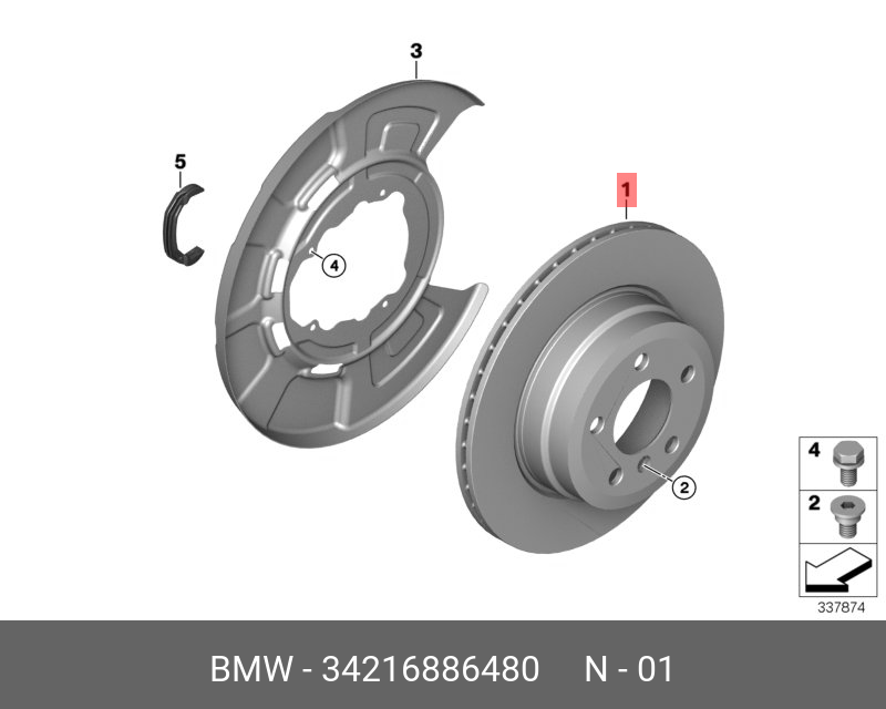Диск тормозной задн вентилируемый bmw: X5 07-, X6 - BMW 34216886480