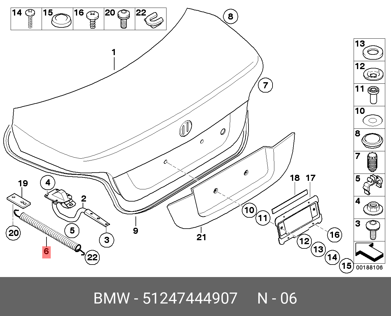 Комплект пружин крышки багажника - BMW 51247444907