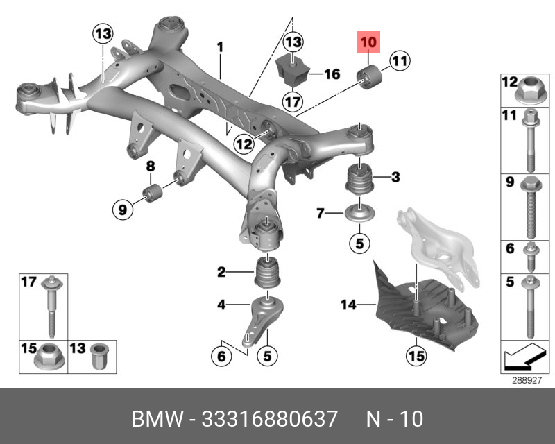 Резинометаллический шарнир задний - BMW 33316880637