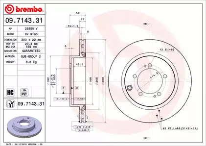Диск тормозной UV Coated | зад | - Brembo 09.7143.31