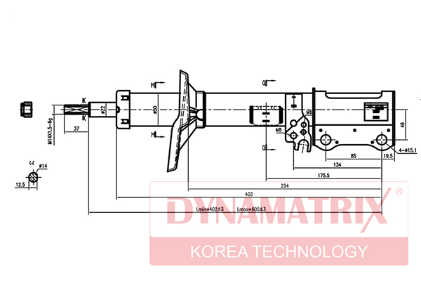 Амортизатор подвески газонаполненный DYNAMATRIX                DSA334329