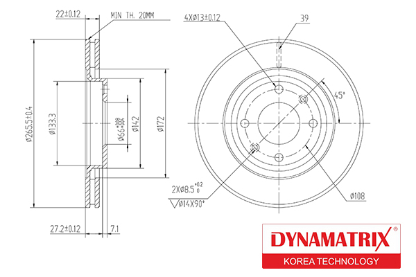 Диск тормозной перед DYNAMATRIX DBD1140 CITROEN, PEUGEOT, OLDSMOBILE