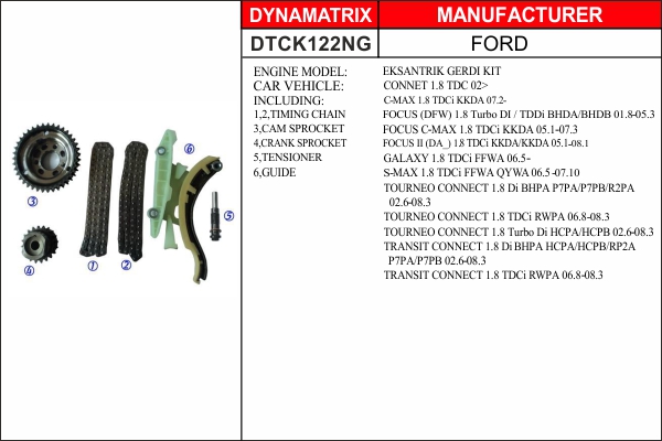 Комплект цепи ГРМ - DYNAMATRIX DTCK122NG