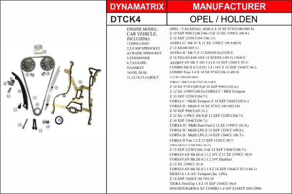 Комплект цепи ГРМ - DYNAMATRIX DTCK4