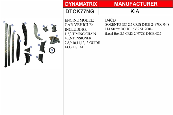 Комплект цепи ГРМ - DYNAMATRIX DTCK77NG