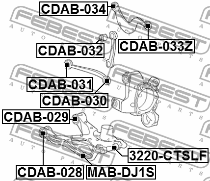 Сайлентблок задней поперечной тяги зад прав лев Febest CDAB-031 Кадиллак срх 481₽