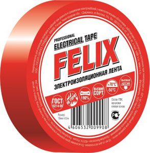 Изолента ПВХ felix красная 19мм х10м - FELIX 410040171