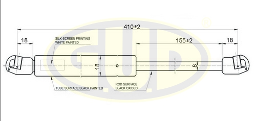 Амортизатор капота BMW X5 (e70), 02/07- 390n l=410 - GUD GGS010132