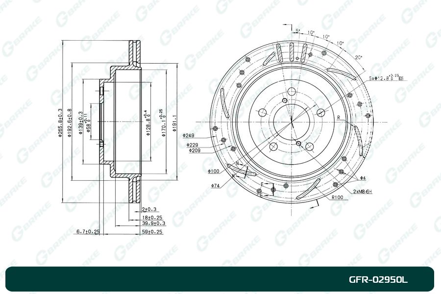 Диск тормозной перфорированный G-brake gfr-02950l левый - G-brake GFR02950L