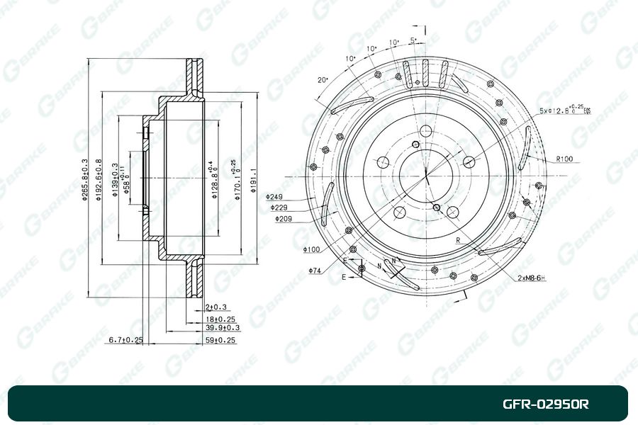 Диск тормозной перфорированный G-brake gfr-02950r правый - G-brake GFR02950R