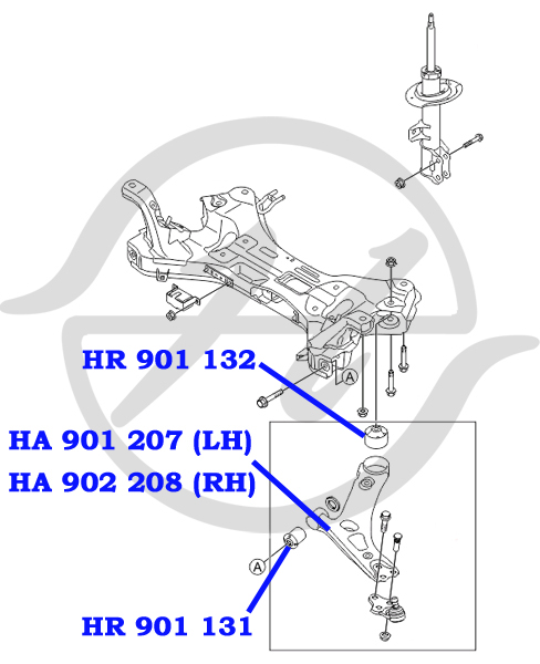 Сайлентблок нижнего рычага передней подвески, задний hyundai h-1/starex (tq) 2007-, ix35/tucson 2009 | перед | - Hanse HR901132