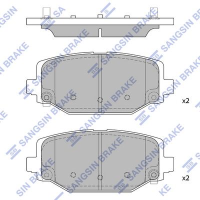 SP1950_колодки дисковые задние! Chrysler Grand Voyager v RT 08>, Dodge Grand Caravan 07> - Sangsin SP1950