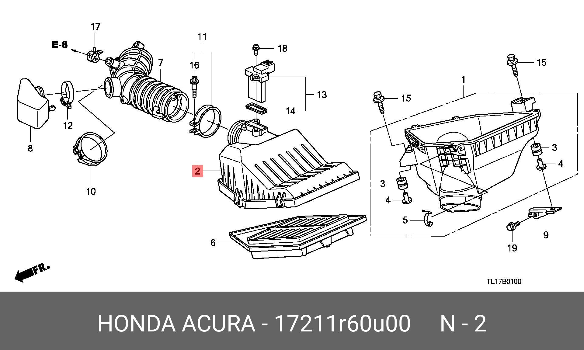 Крышка корп.возд.фильтра - Honda 17211-R60-U00