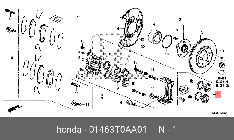 Ремкомплект переднего суппорта | перед | - Honda 01463-T0A-A01