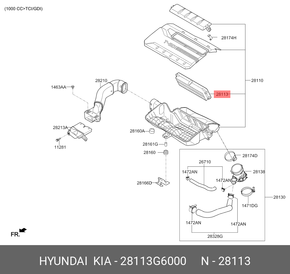 Фильтр воздушный - Hyundai/Kia 28113-G6000