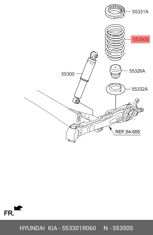 Пружина задняя - Hyundai/Kia 553301R060