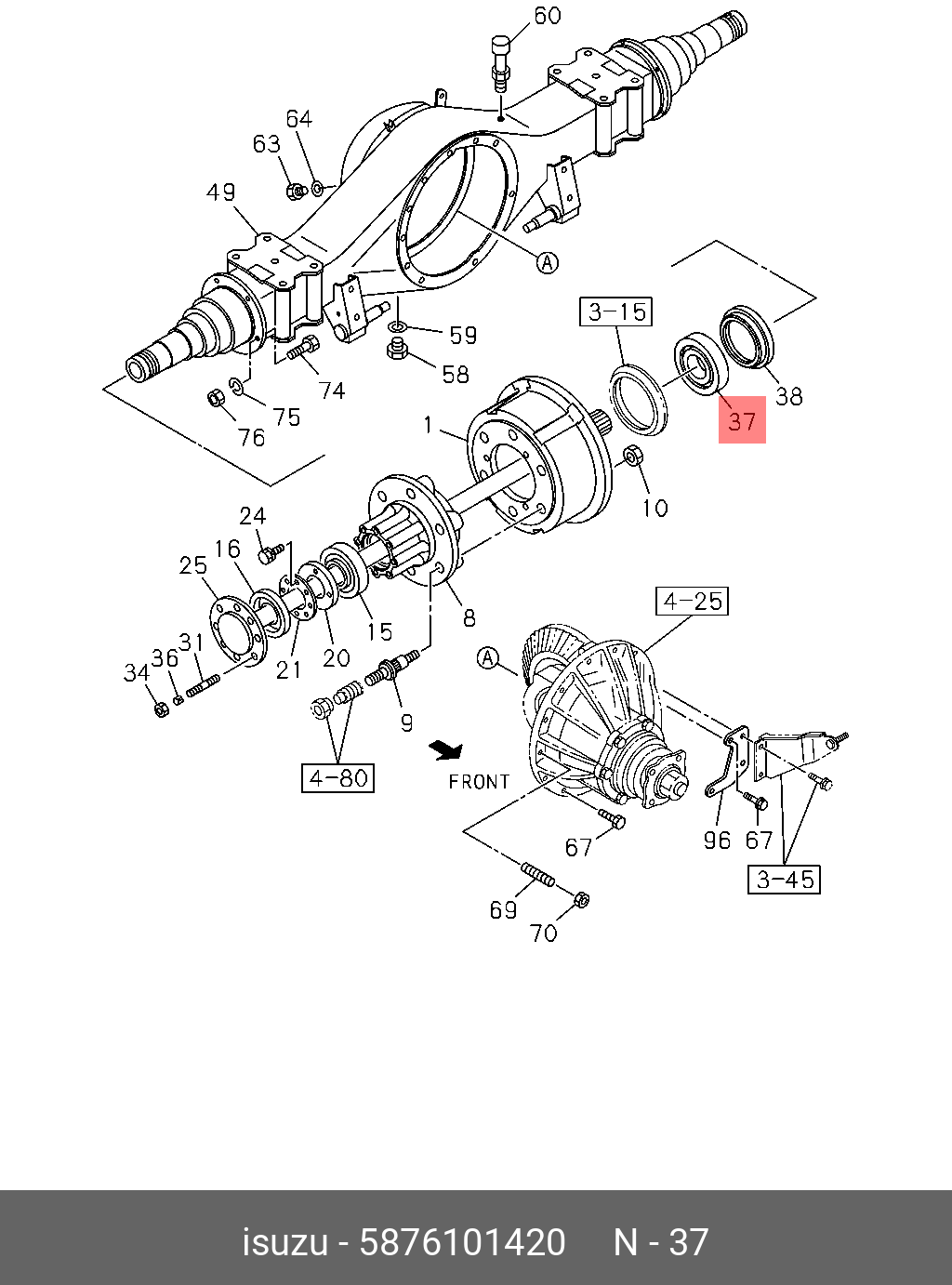 * Ступичный подшипник внутренний nmr85 - Isuzu 5876101420
