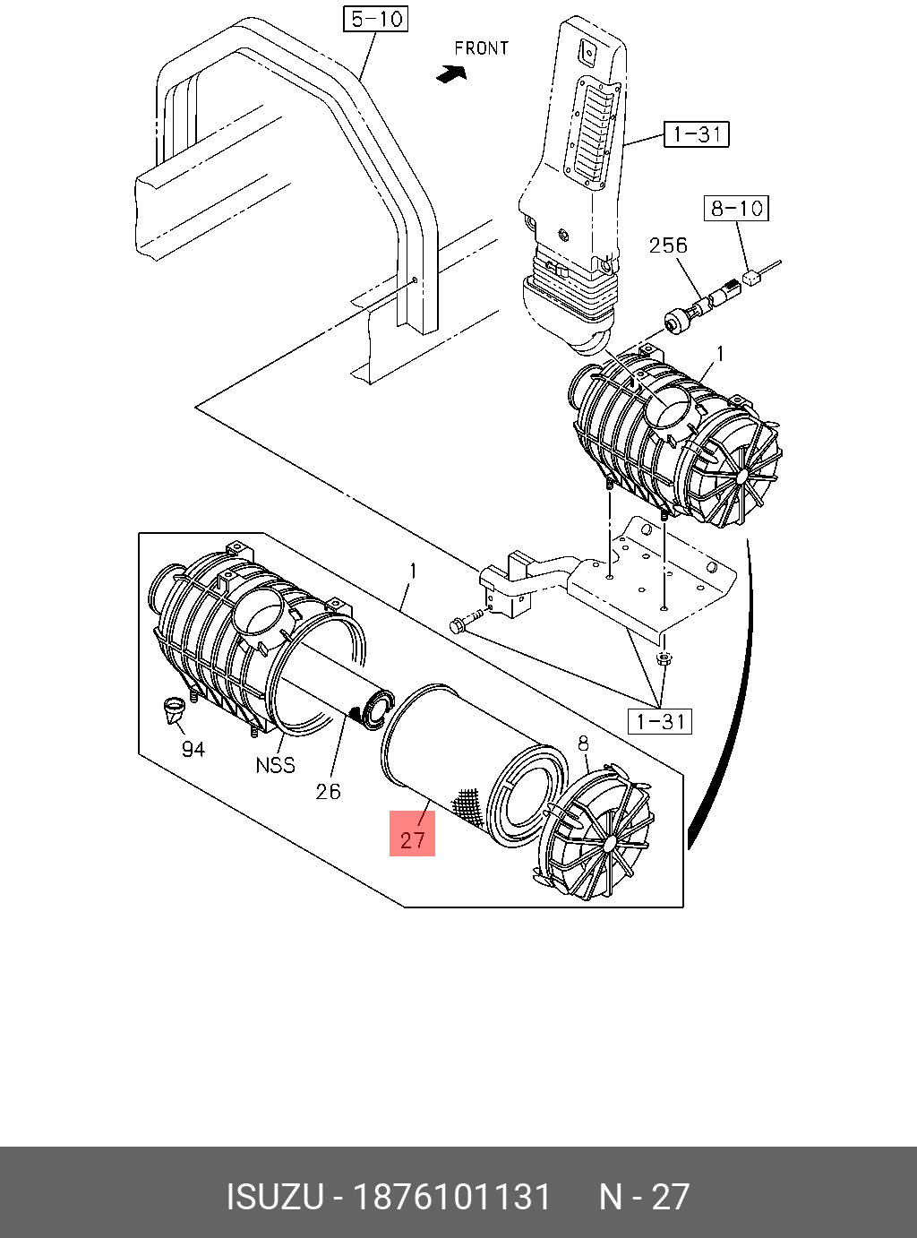 Фильтр воздушный - Isuzu 1876101131